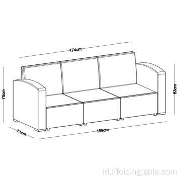 Sofa Plastik Luar Ruang 5 Tempat Duduk